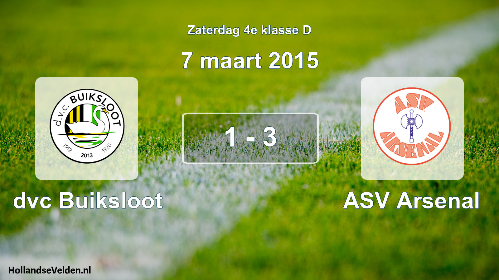 Total number of matches played: dvc Buiksloot - ASV Arsenal 1 - 3 (7 March 2015)