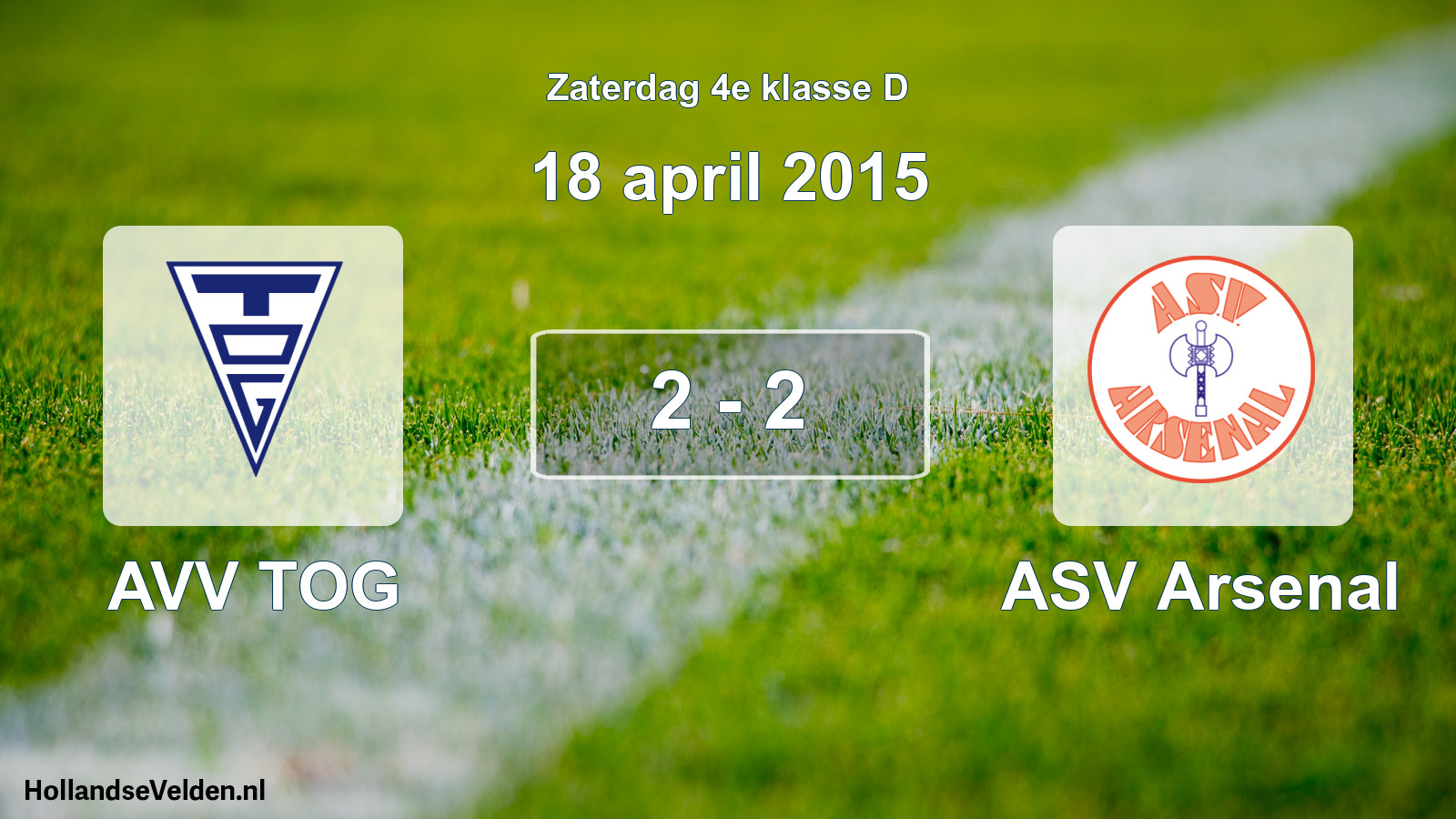Total number of matches played: AVV TOG - ASV Arsenal 2 - 2 (18 April 2015)
