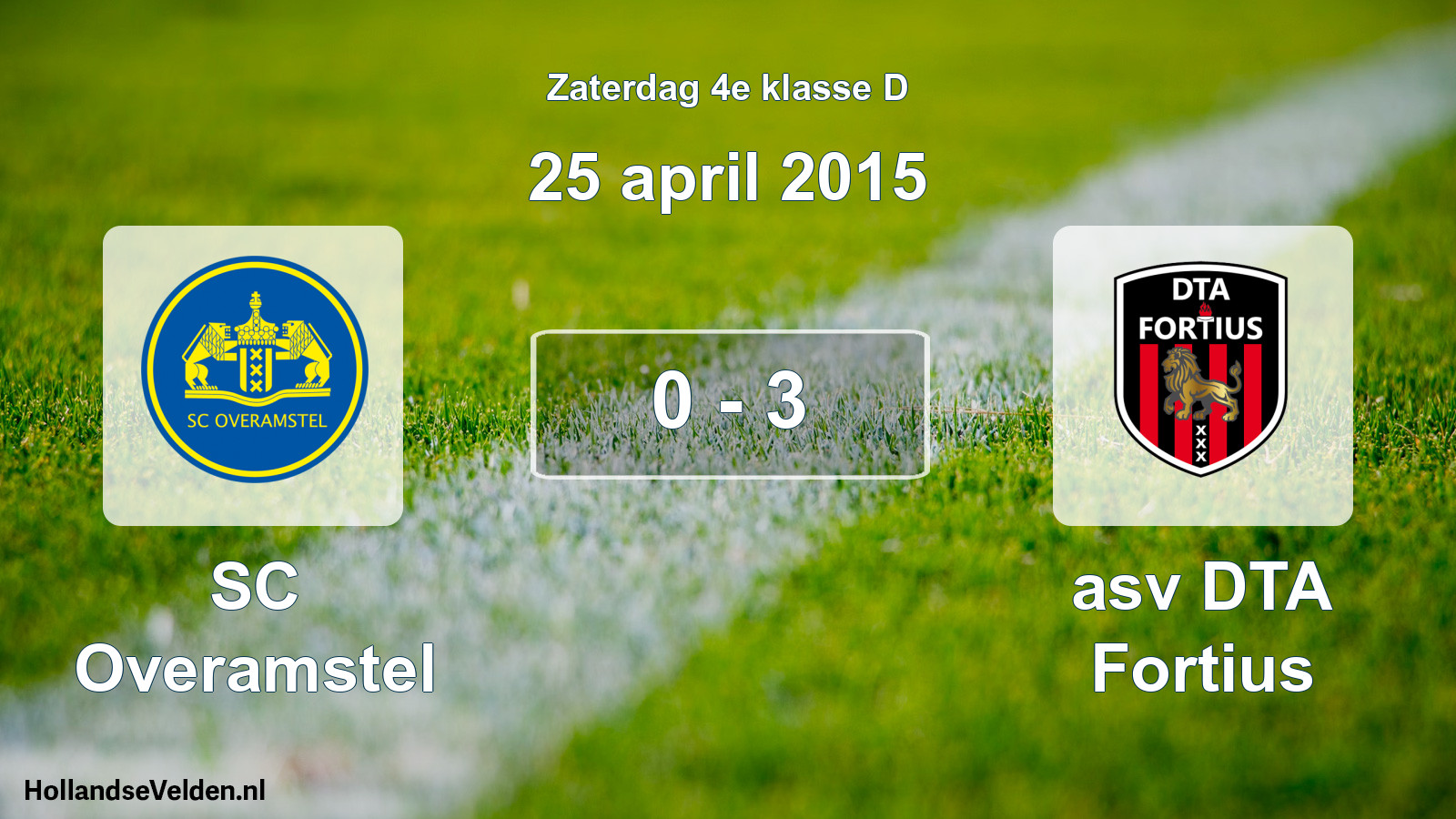 Total number of matches played: SC Overamstel - asv DTA Fortius 0 - 3 (25 April 2015)