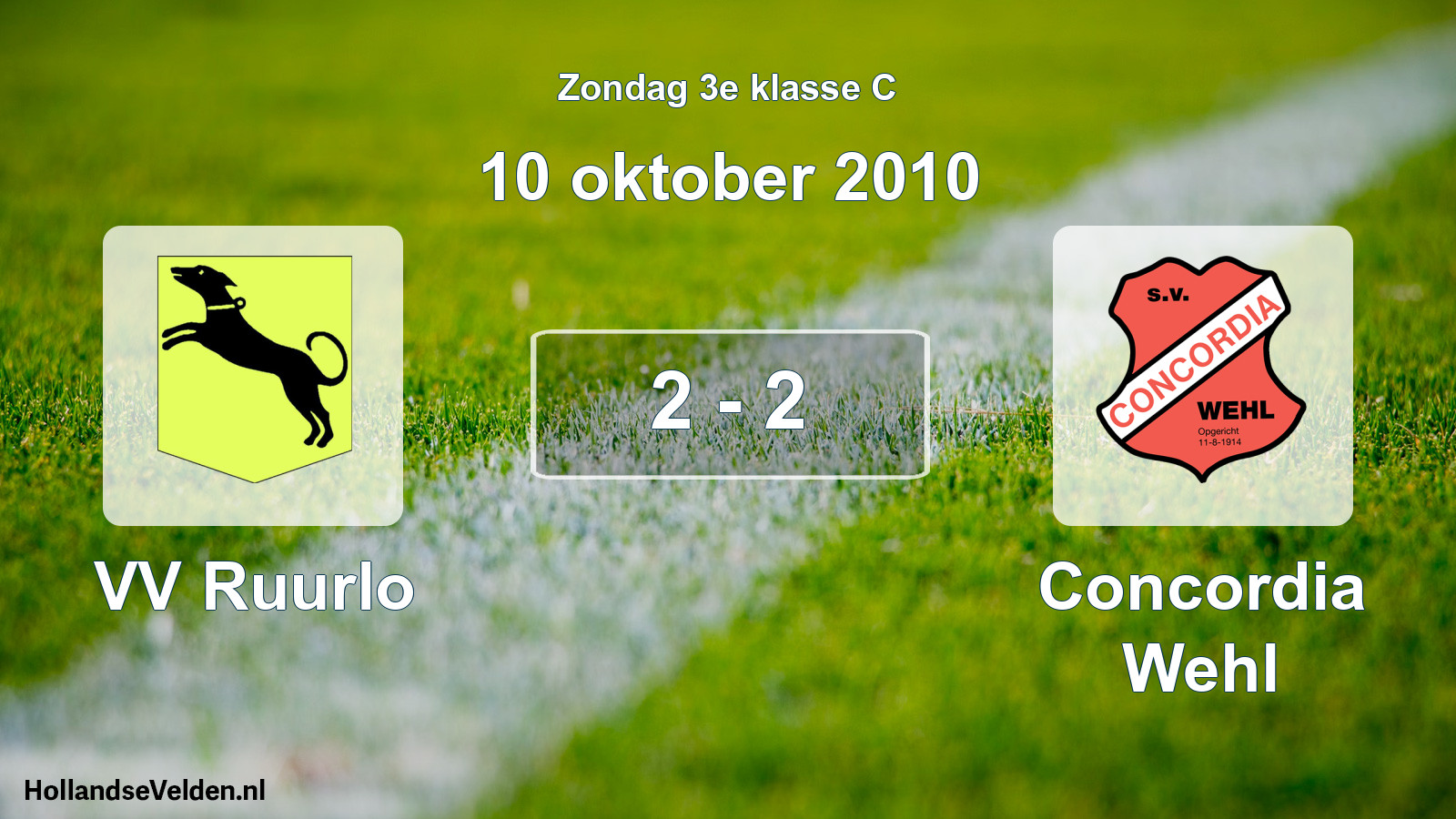 Total number of matches played: VV Ruurlo - Concordia Wehl 2 - 2 (10 October 2010)