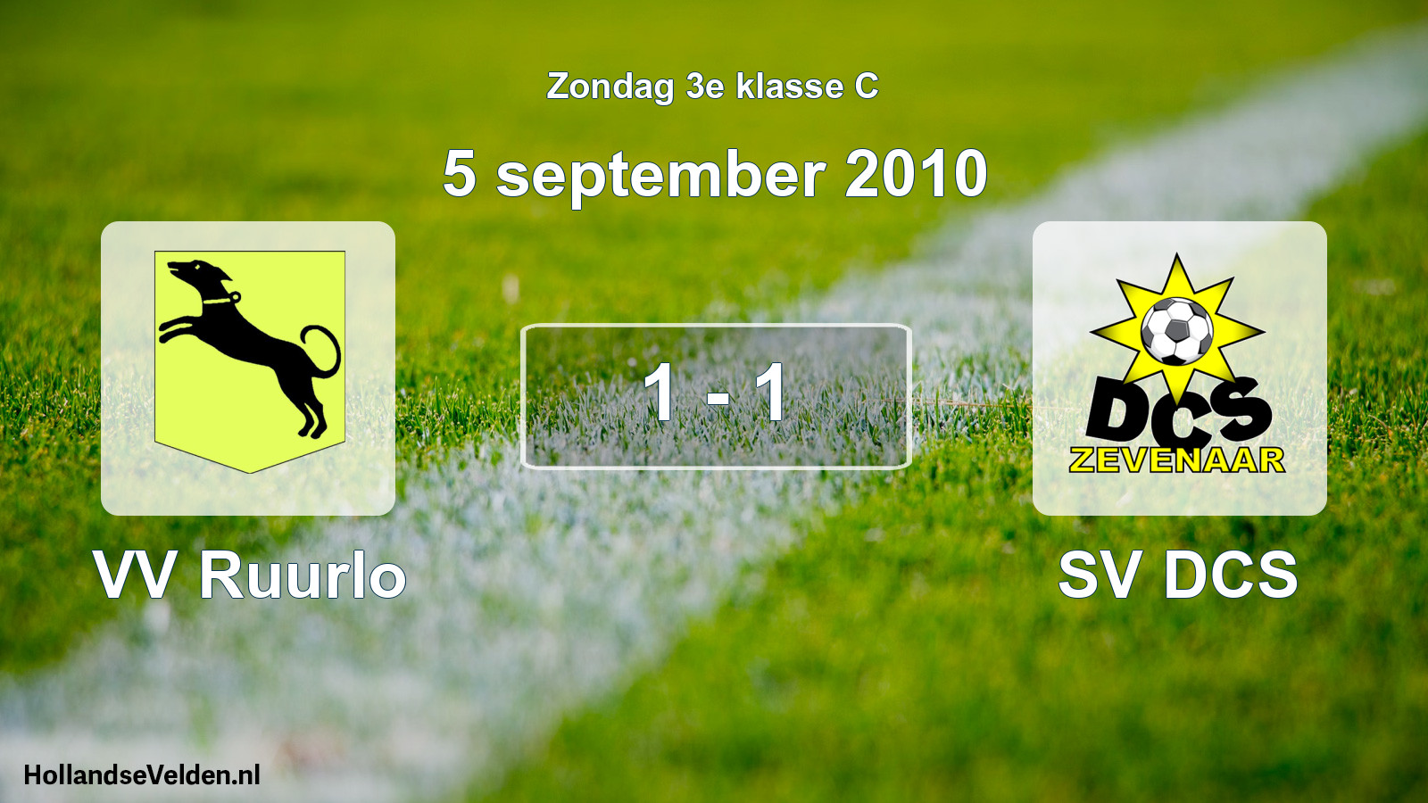 Total number of matches played: VV Ruurlo - SV DCS 1 - 1 (5 September 2010)