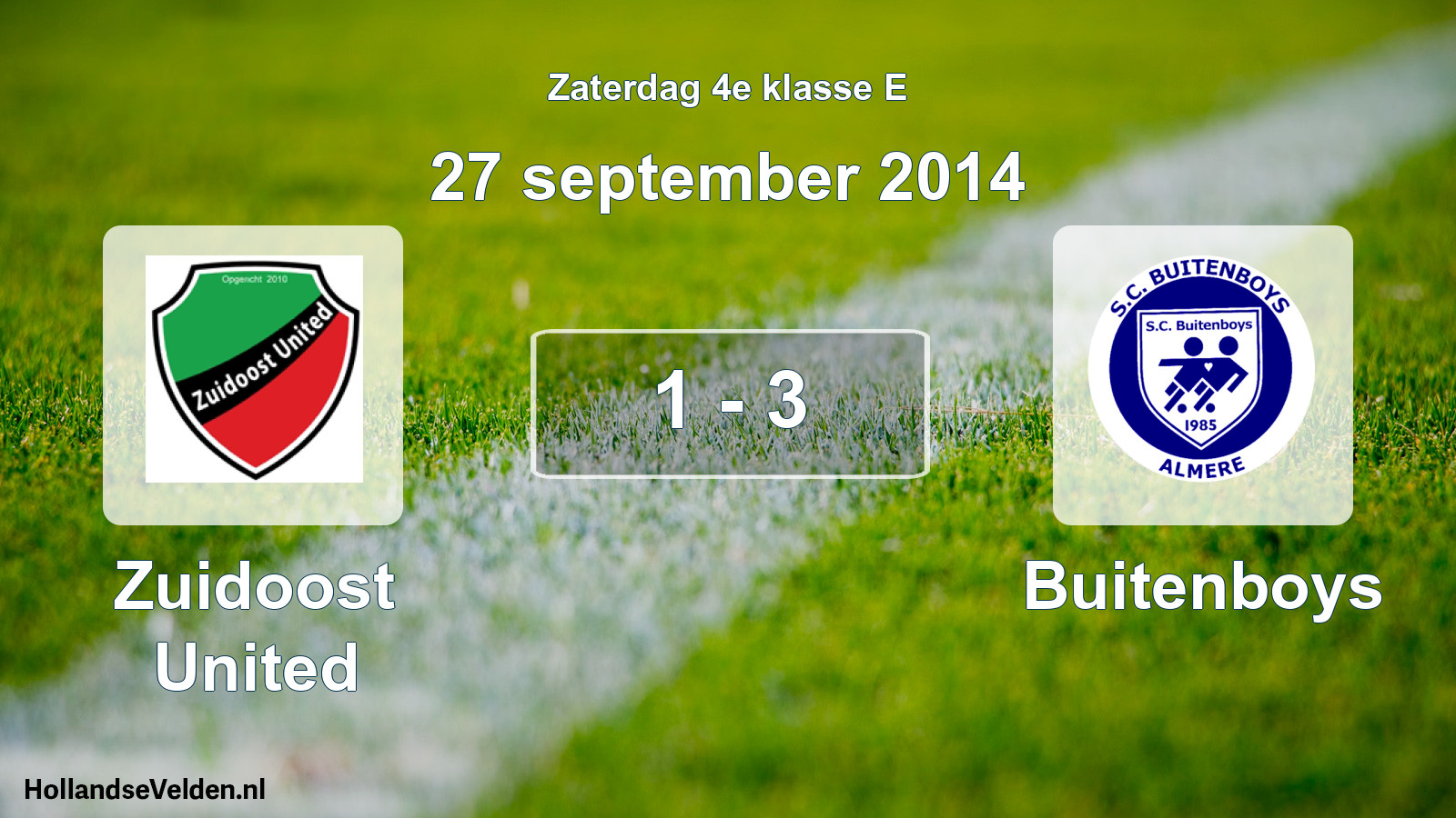 Total number of matches played: Zuidoost United - Buitenboys 1 - 3 (27 September 2014)