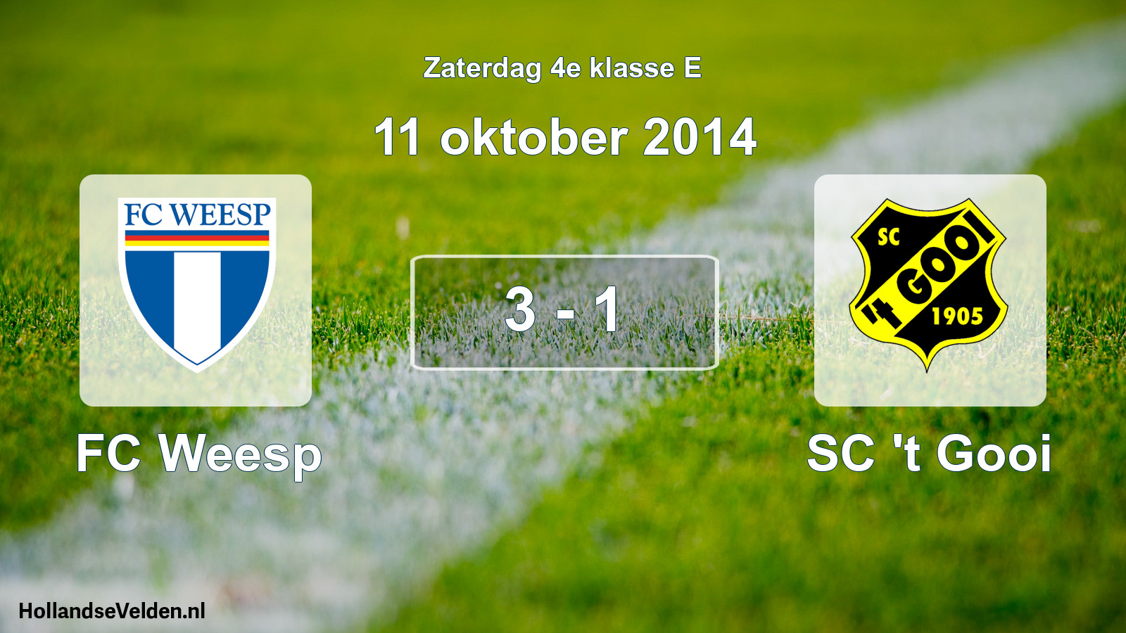 Total number of matches played: FC Weesp - SC 't Gooi 3 - 1 (11 October 2014)