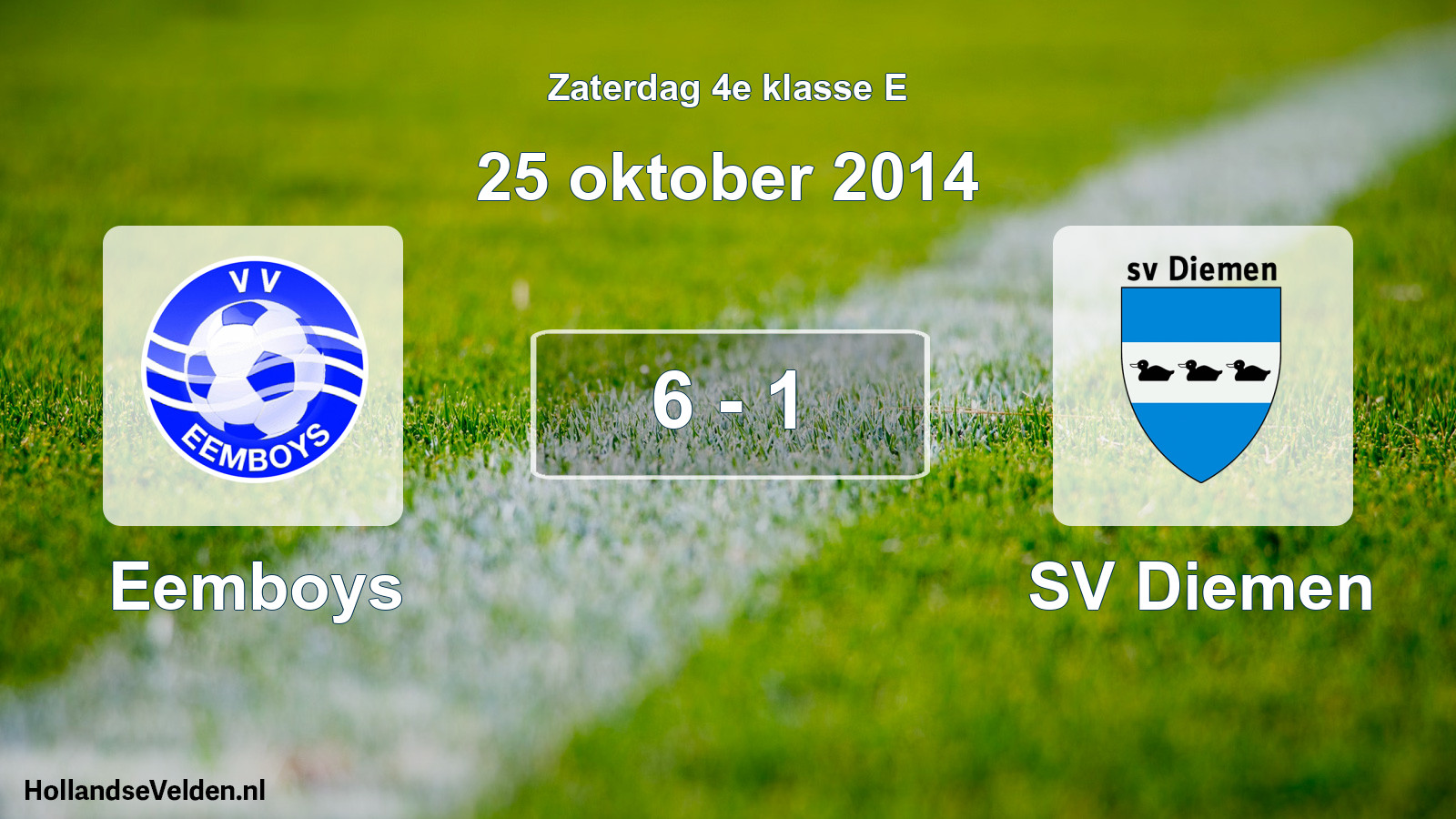 Total number of matches played: Eemboys - SV Diemen 6 - 1 (25 October 2014)