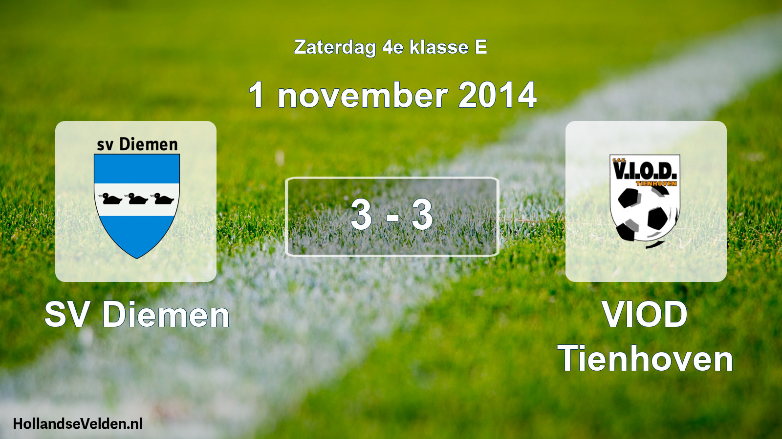 Total number of matches played: SV Diemen - VIOD Tienhoven 3 - 3 (1 November 2014)