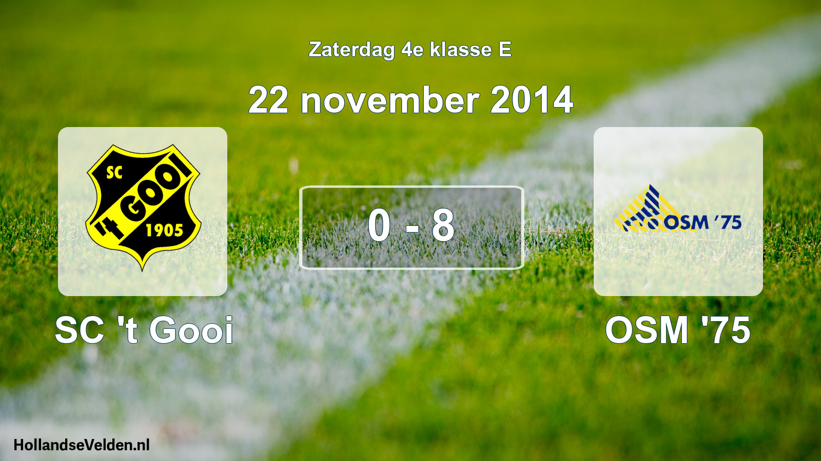 Total number of matches played: SC 't Gooi - OSM '75 0 - 8 (22 November 2014)