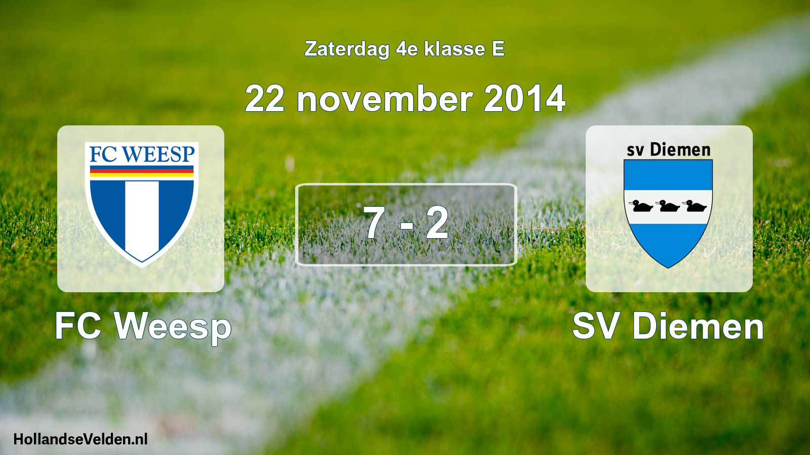 Total number of matches played: FC Weesp - SV Diemen 7 - 2 (22 November 2014)