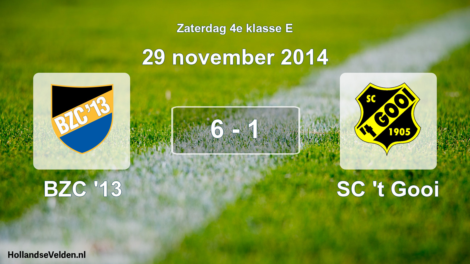 Total number of matches played: BZC '13 - SC 't Gooi 6 - 1 (29 November 2014)
