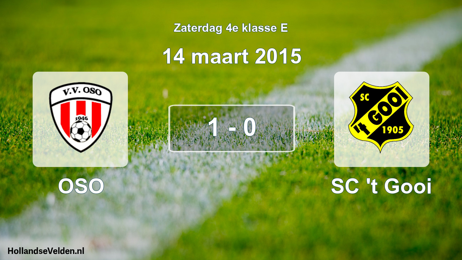 Total number of matches played: OSO - SC 't Gooi 1 - 0 (14 March 2015)