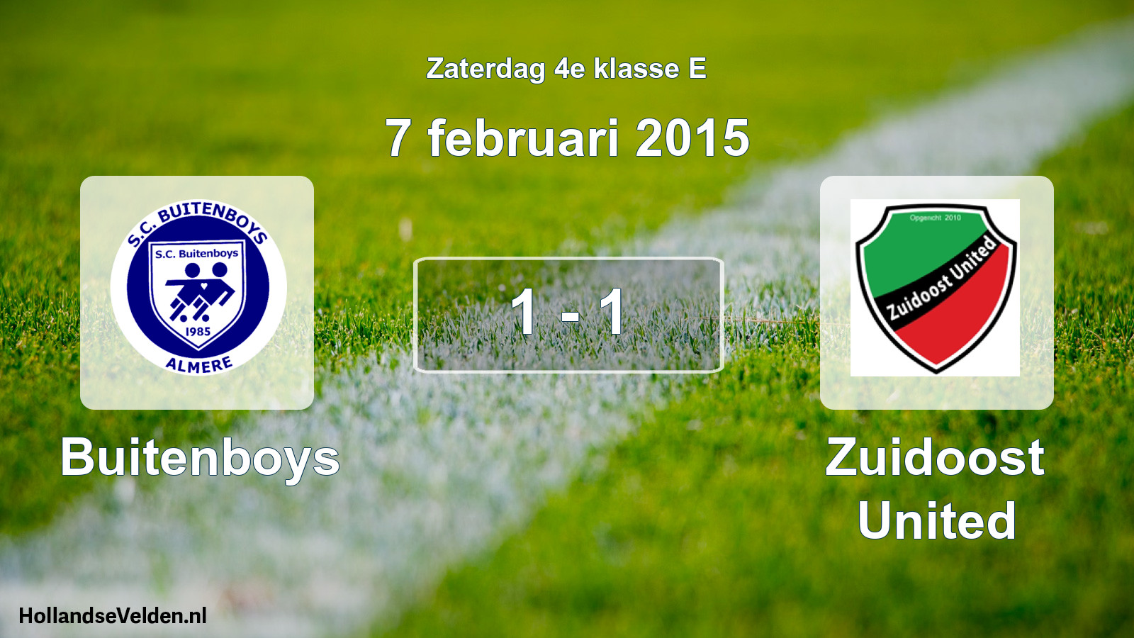 Total number of matches played: Buitenboys - Zuidoost United 1 - 1 (7 February 2015)