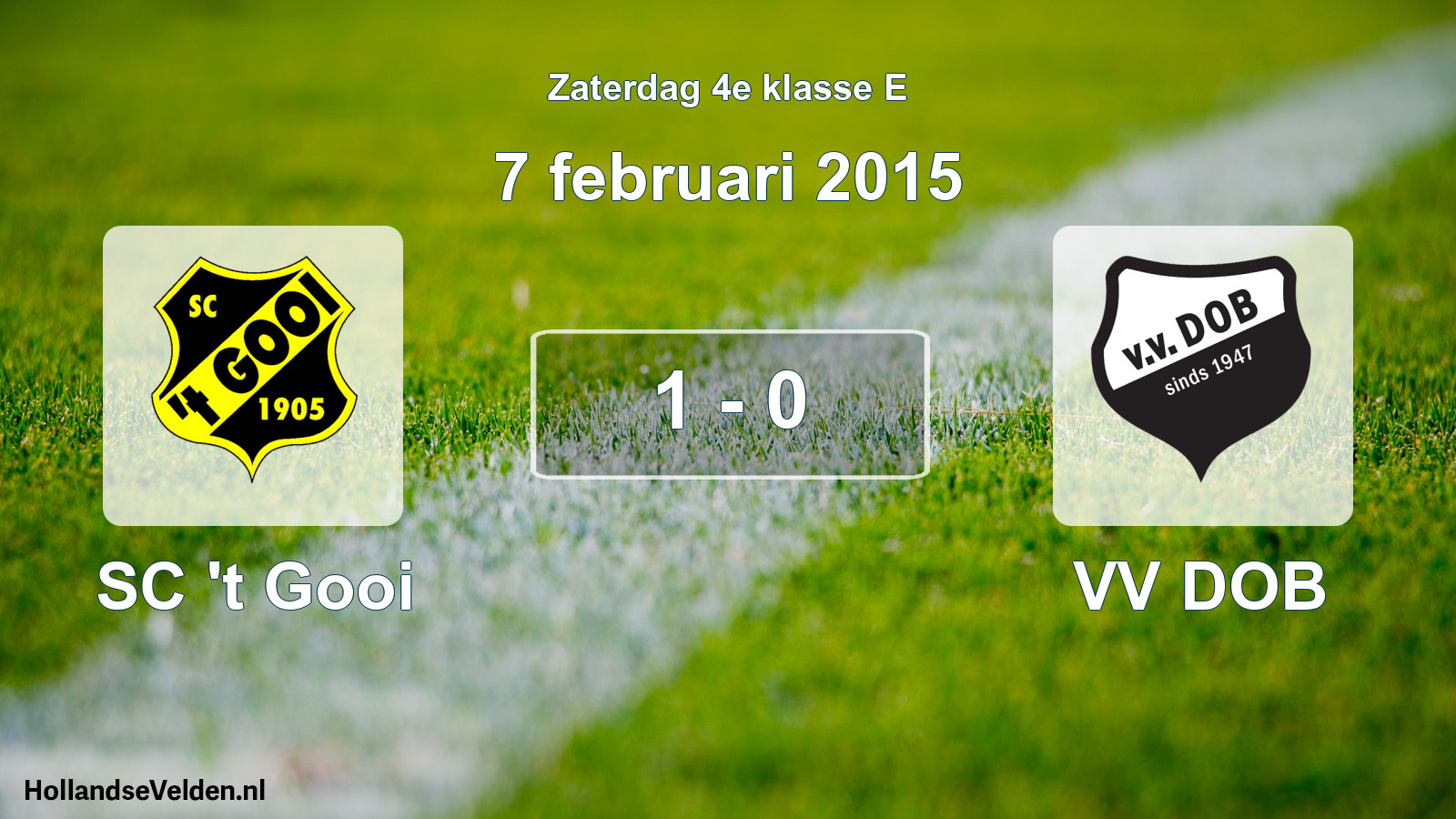Total number of matches played: SC 't Gooi - VV DOB 1 - 0 (7 February 2015)