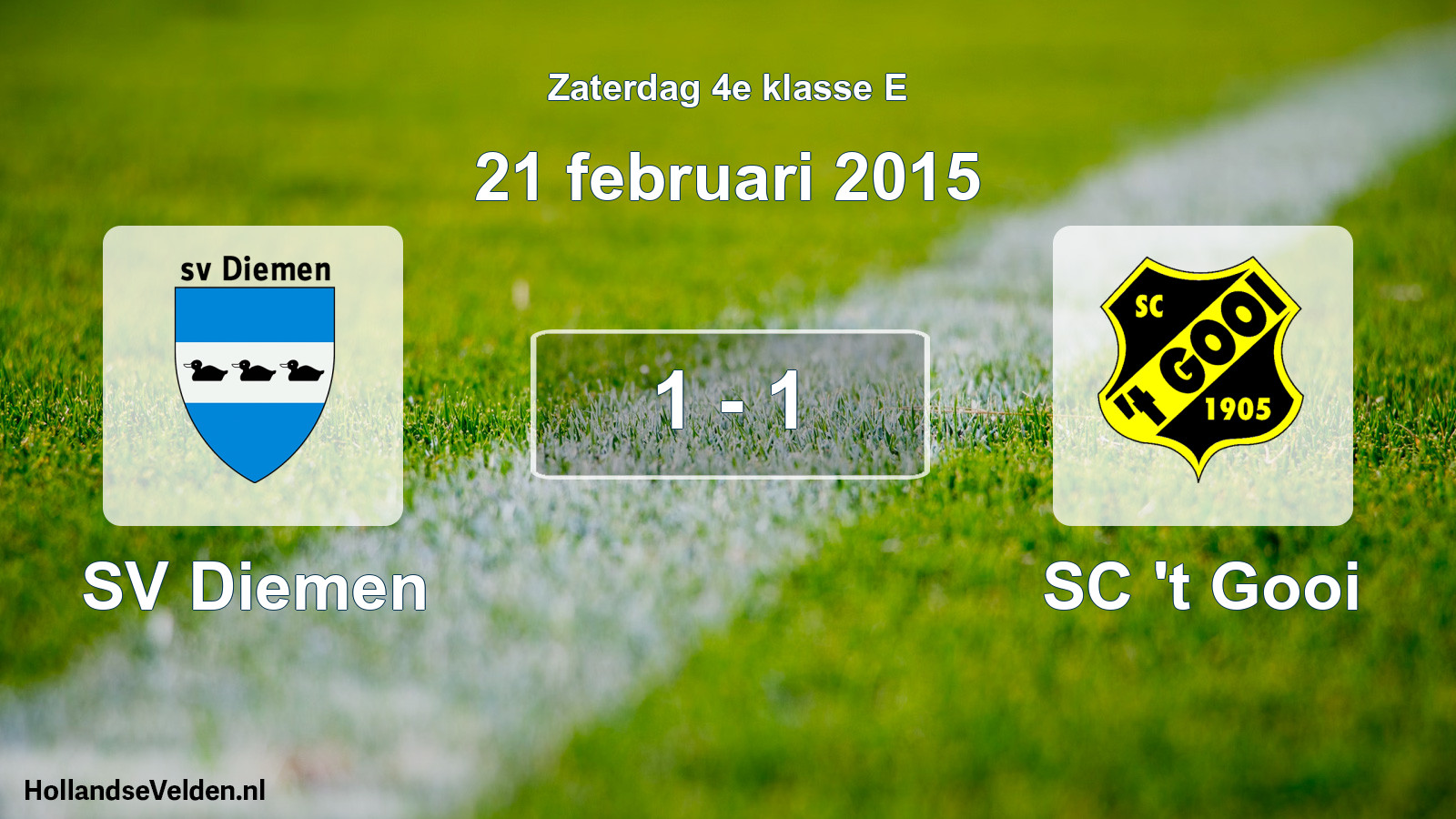 Total number of matches played: SV Diemen - SC 't Gooi 1 - 1 (21 February 2015)