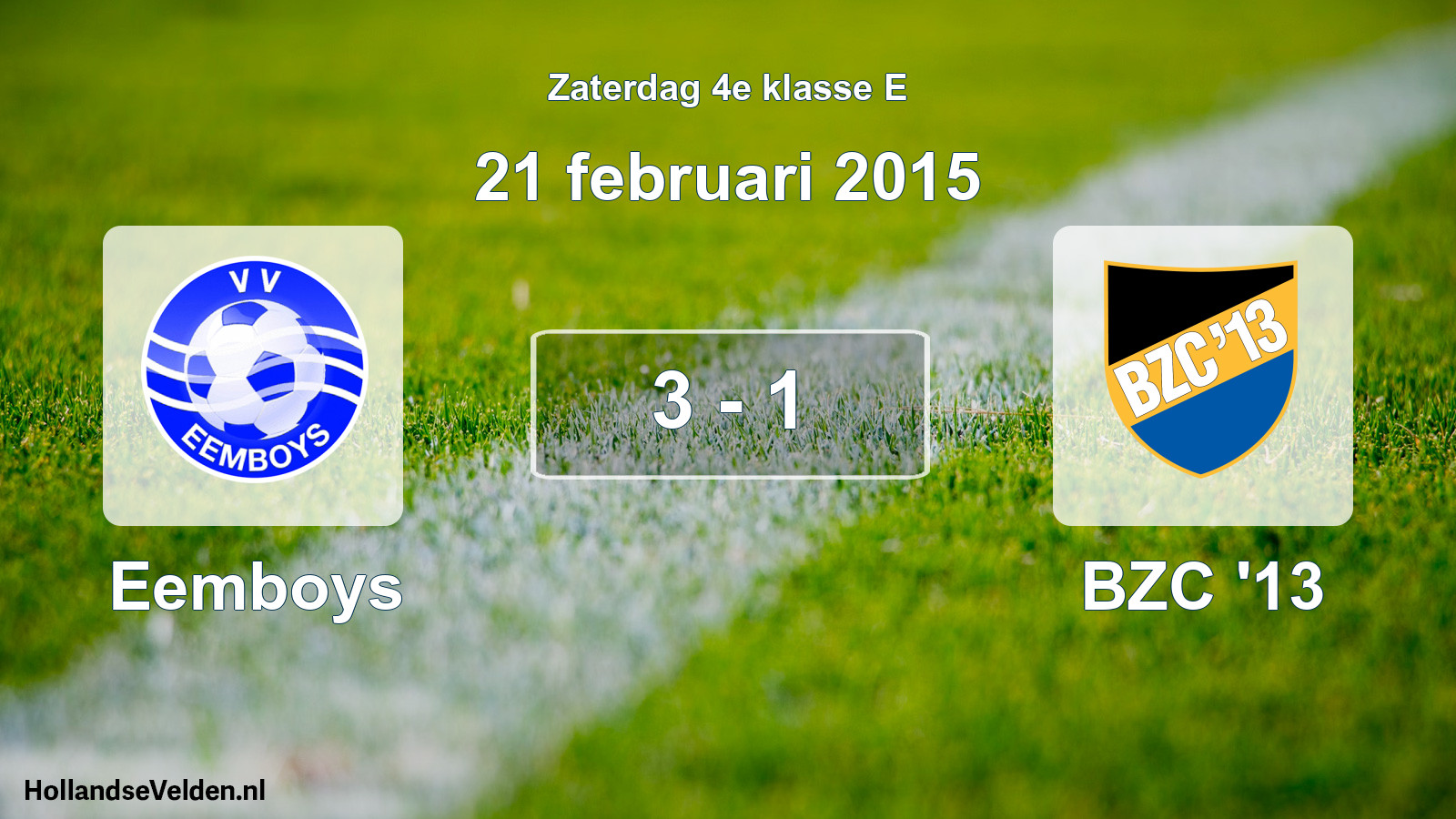 Total number of matches played: Eemboys - BZC '13 3 - 1 (21 February 2015)