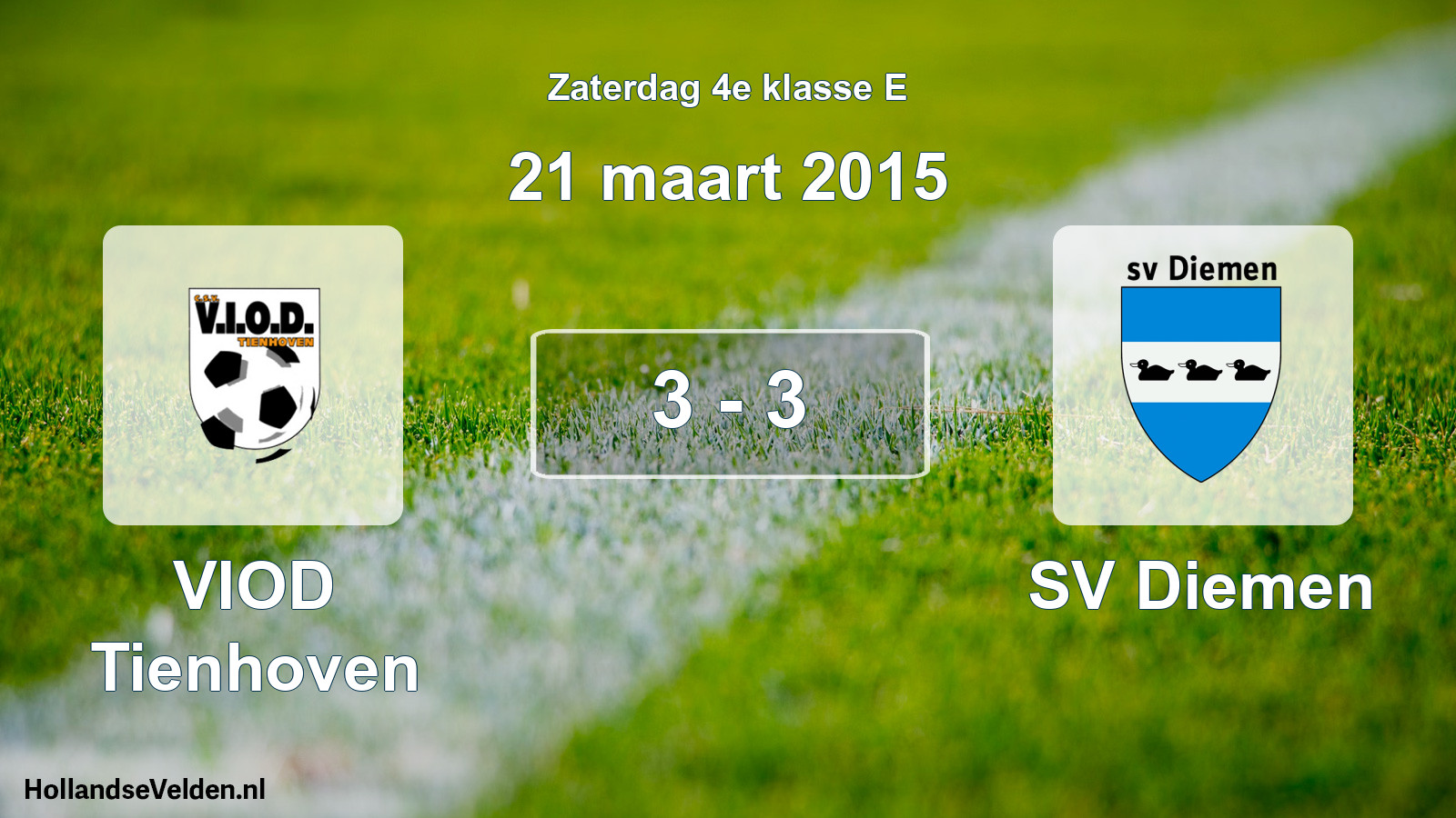 Total number of matches played: VIOD Tienhoven - SV Diemen 3 - 3 (21 March 2015)