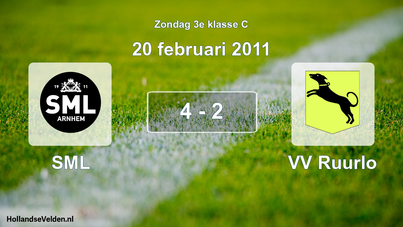 Total number of matches played: SML - VV Ruurlo 4 - 2 (20 February 2011)
