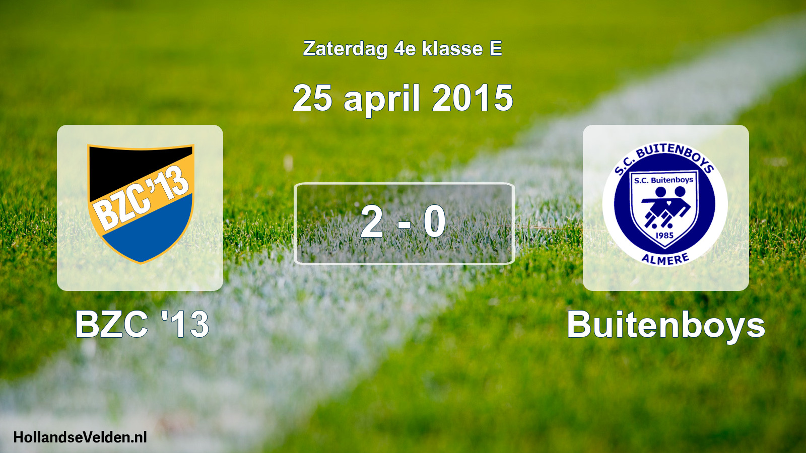 Total number of matches played: BZC '13 - Buitenboys 2 - 0 (25 April 2015)