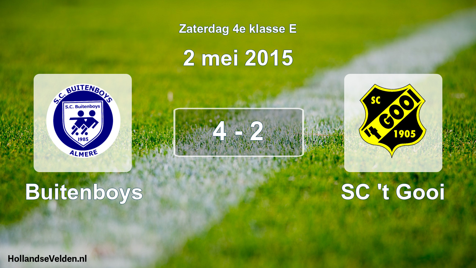 Total number of matches played: Buitenboys - SC 't Gooi 4 - 2 (2 May 2015)