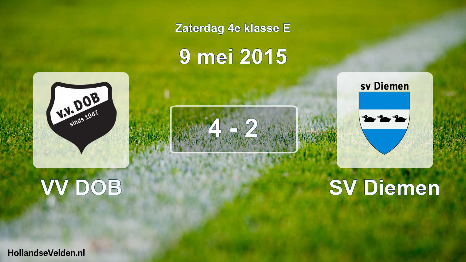 Total number of matches played: VV DOB - SV Diemen 4 - 2 (9 May 2015)