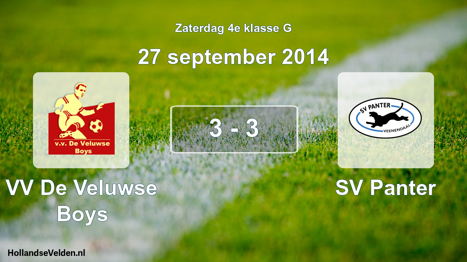 Total number of matches played: VV De Veluwse Boys - SV Panter 3 - 3 (27 September 2014)