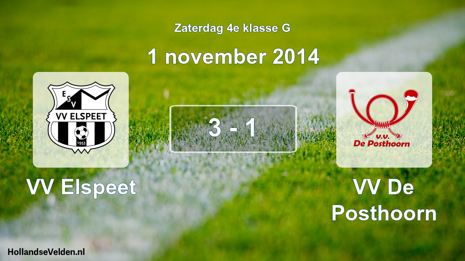 Total number of matches played: VV Elspeet - VV De Posthoorn 3 - 1 (1 November 2014)