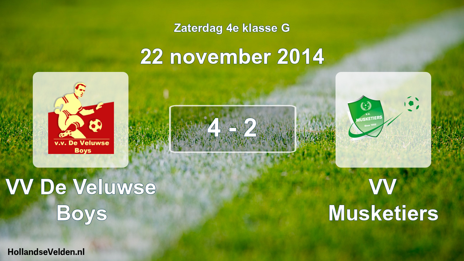 Total number of matches played: VV De Veluwse Boys - VV Musketiers 4 - 2 (22 November 2014)
