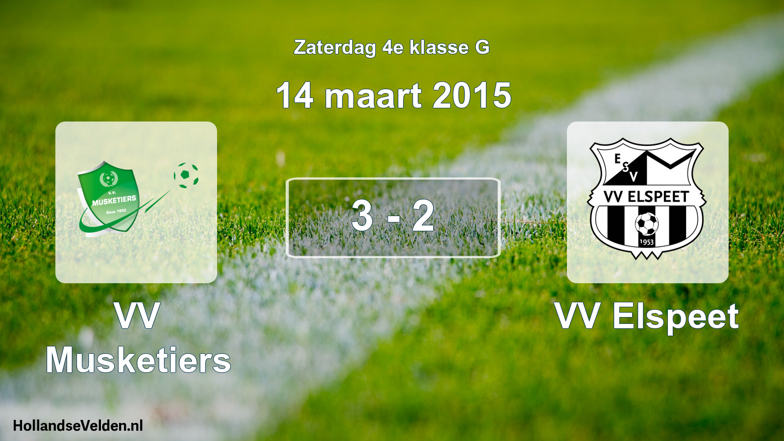 Total number of matches played: VV Musketiers - VV Elspeet 3 - 2 (14 March 2015)