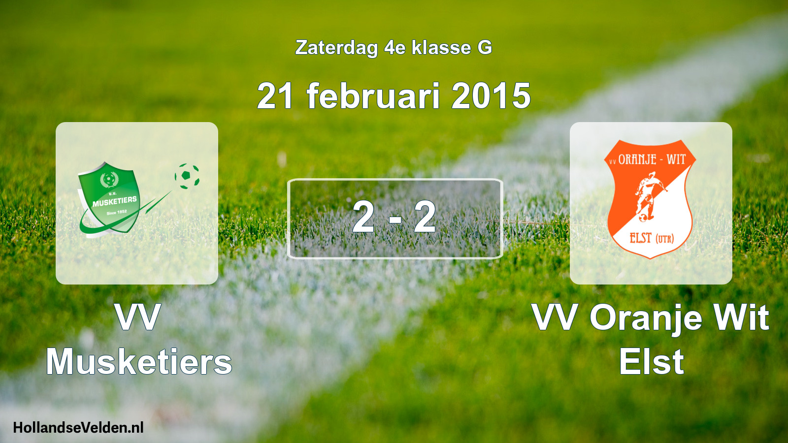 Total number of matches played: VV Musketiers - VV Oranje Wit Elst 2 - 2 (21 February 2015)