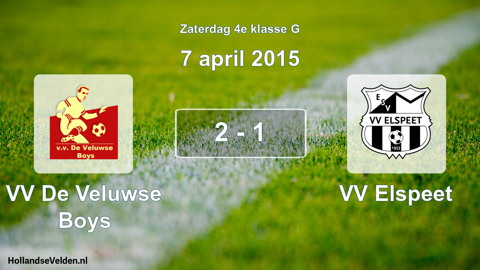 Total number of matches played: VV De Veluwse Boys - VV Elspeet 2 - 1 (7 April 2015)