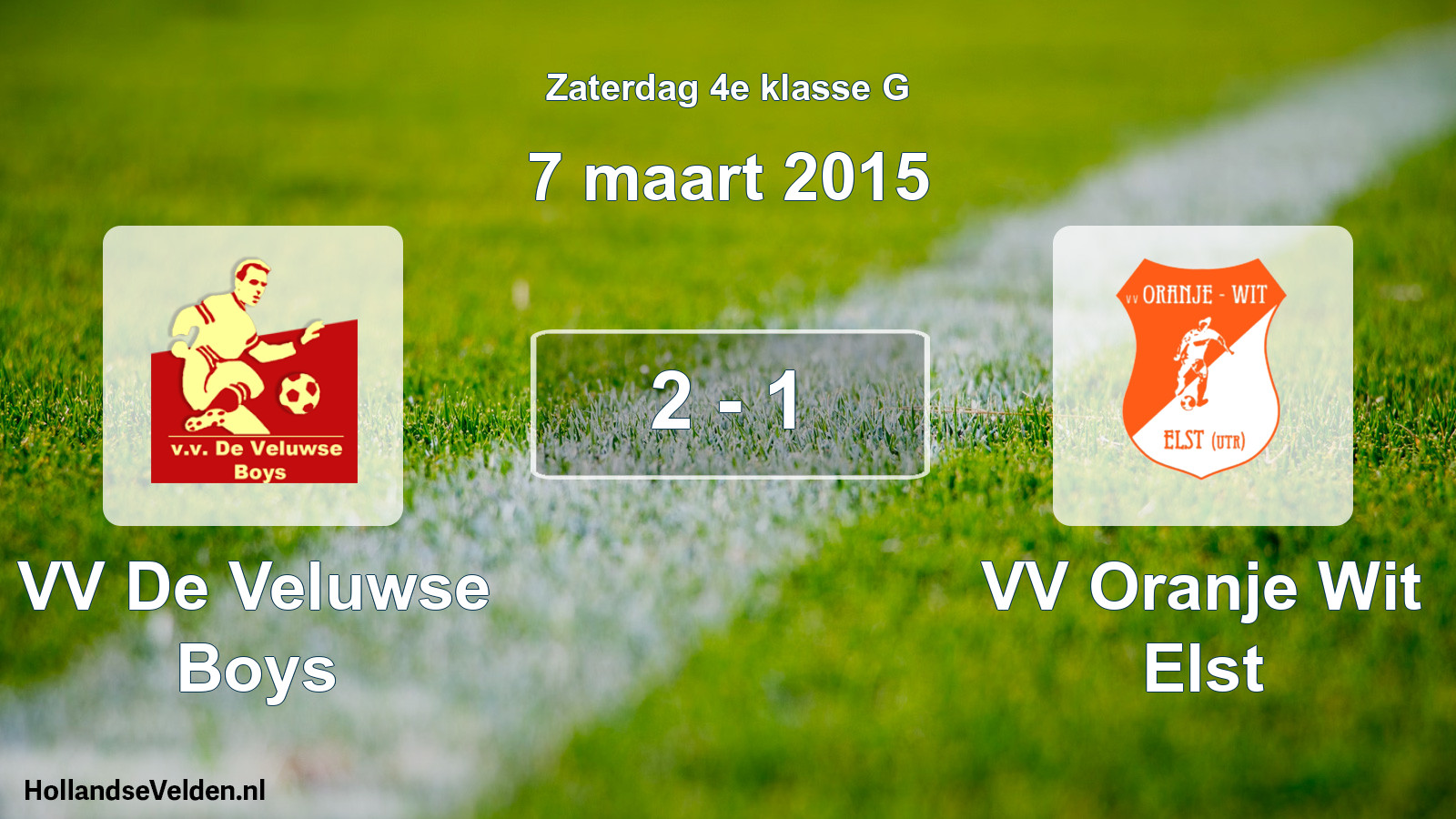 Total number of matches played: VV De Veluwse Boys - VV Oranje Wit Elst 2 - 1 (7 March 2015)