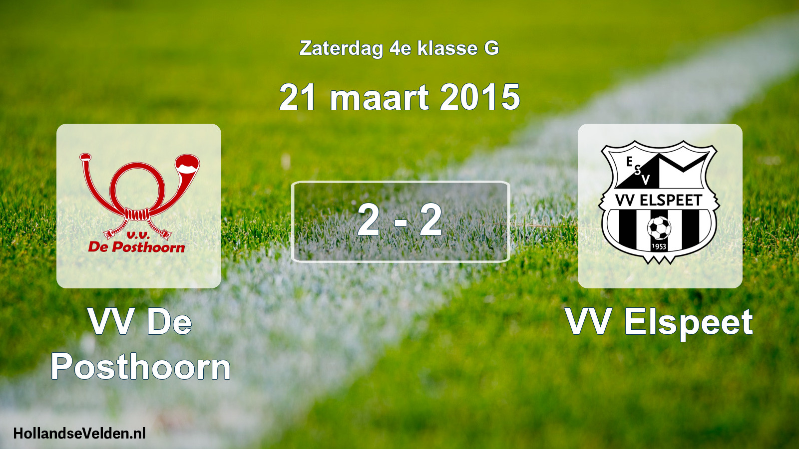 Total number of matches played: VV De Posthoorn - VV Elspeet 2 - 2 (21 March 2015)