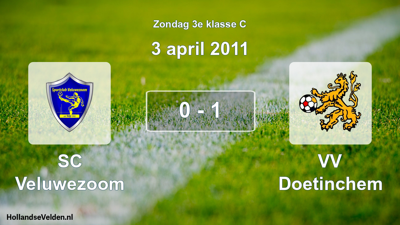 Total number of matches played: SC Veluwezoom - VV Doetinchem 0 - 1 (3 April 2011)