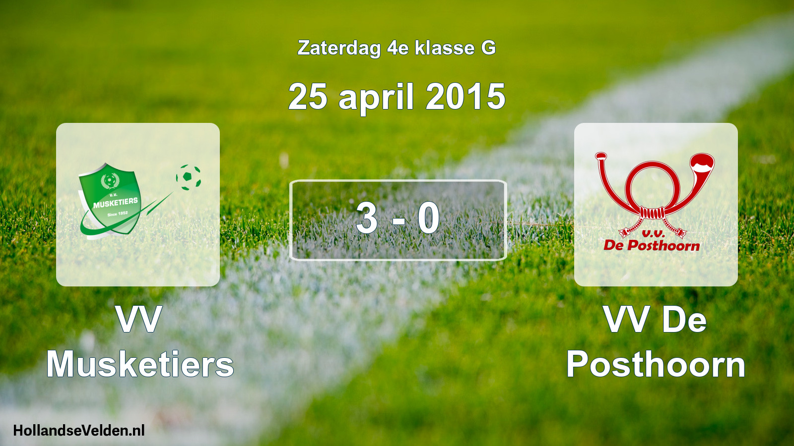 Total number of matches played: VV Musketiers - VV De Posthoorn 3 - 0 (25 April 2015)