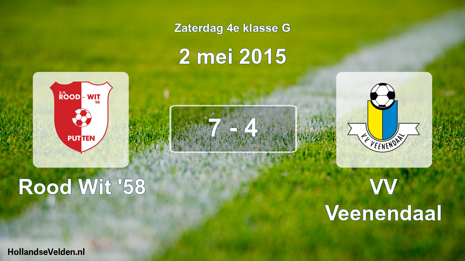Total number of matches played: Rood Wit '58 - VV Veenendaal 7 - 4 (2 May 2015)