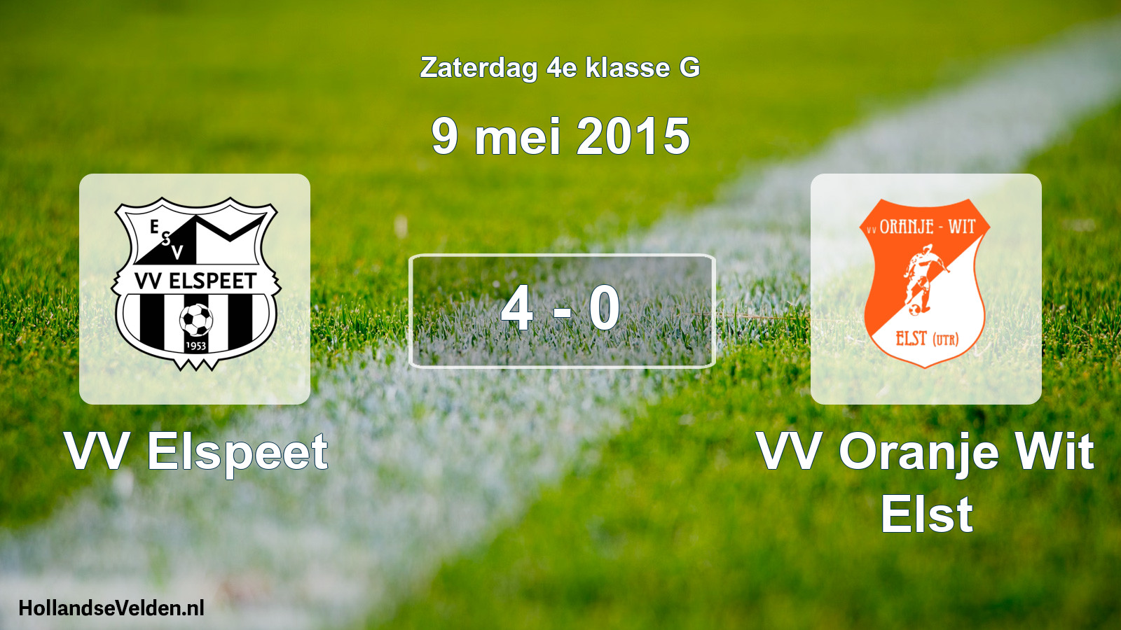 Total number of matches played: VV Elspeet - VV Oranje Wit Elst 4 - 0 (9 May 2015)