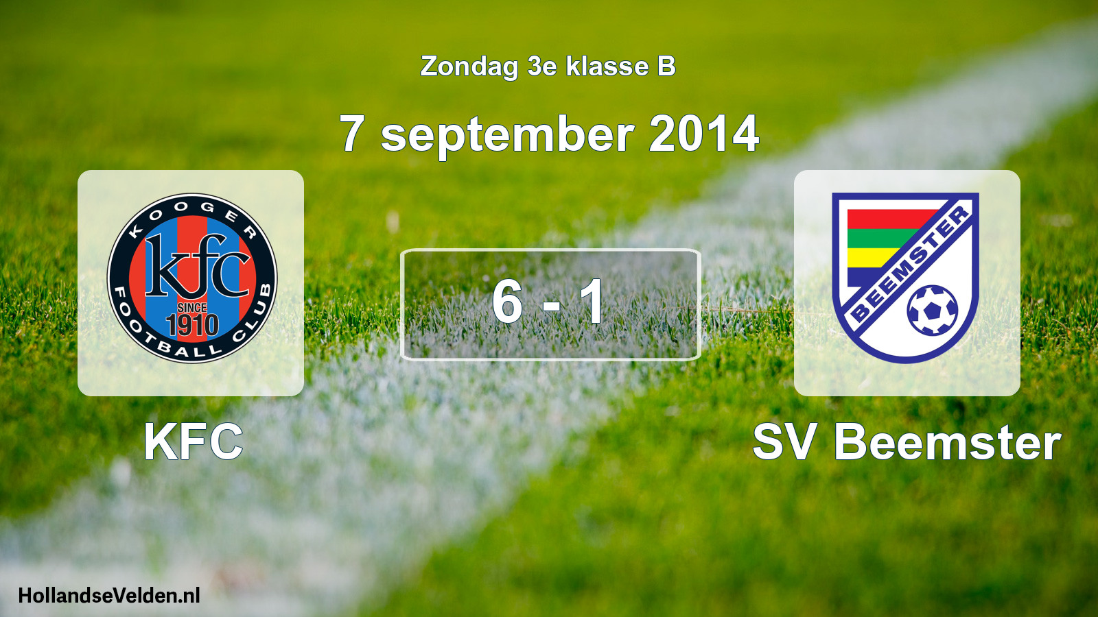 Total number of matches played: KFC - SV Beemster 6 - 1 (7 September 2014)