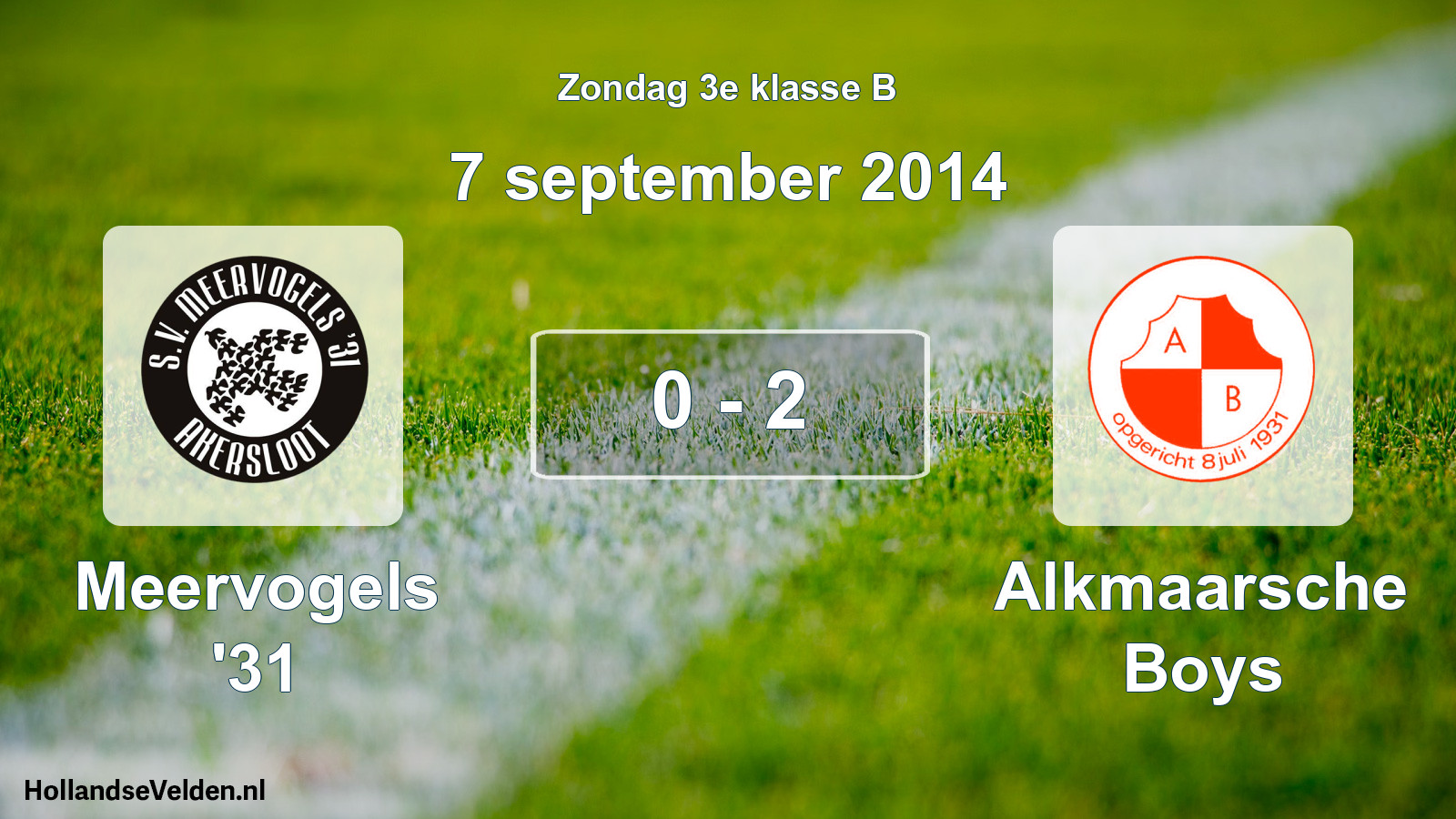 Total number of matches played: Meervogels '31 - Alkmaarsche Boys 0 - 2 (7 September 2014)