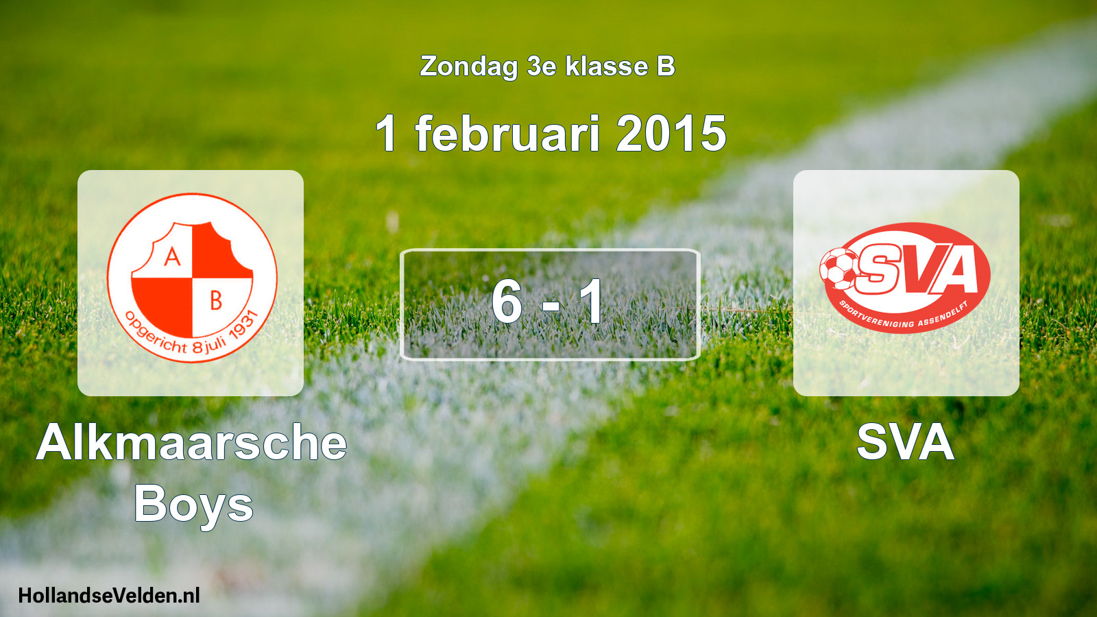 Total number of matches played: Alkmaarsche Boys - SVA 6 - 1 (1 February 2015)