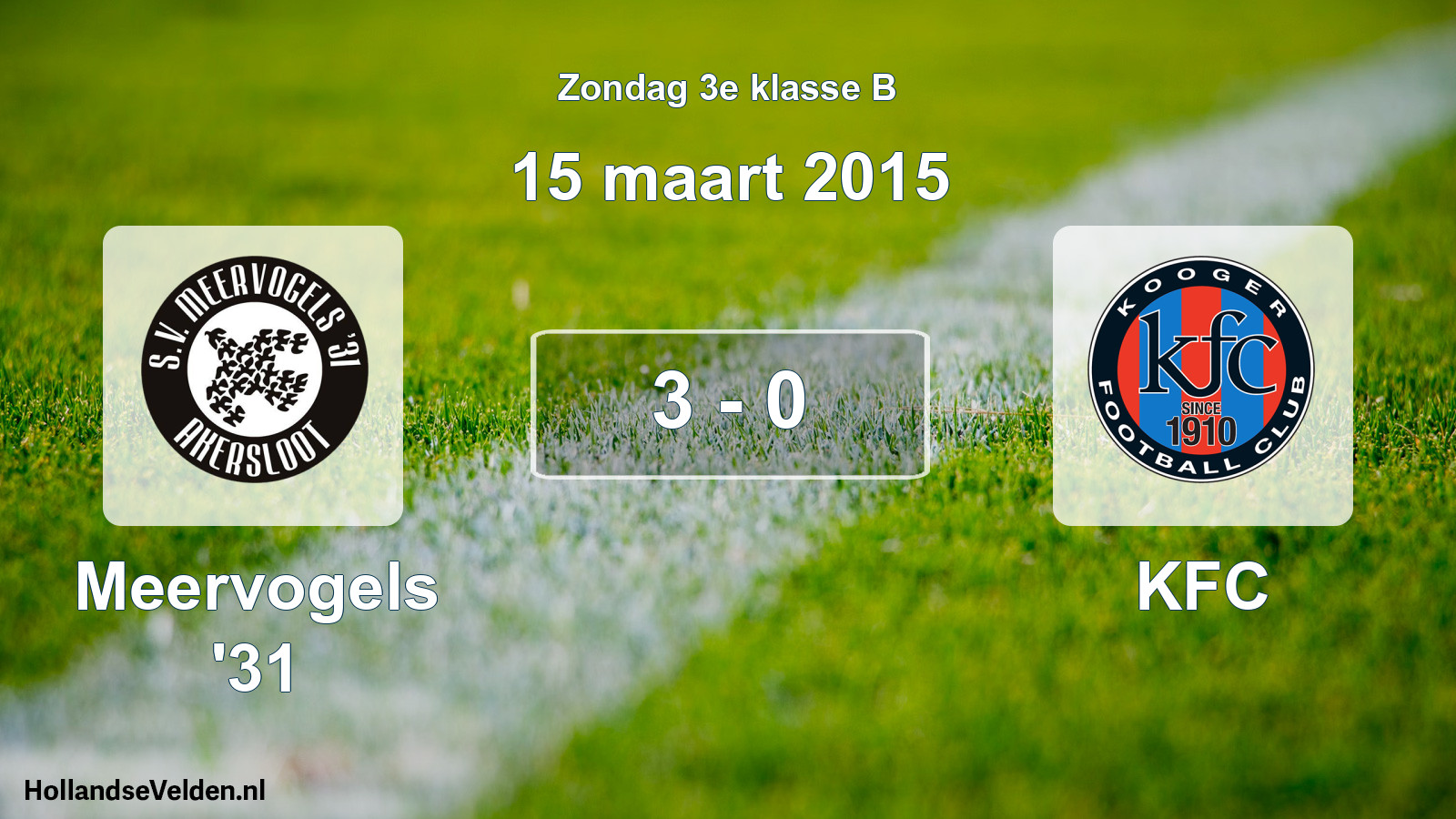 Total number of matches played: Meervogels '31 - KFC 3 - 0 (15 March 2015)