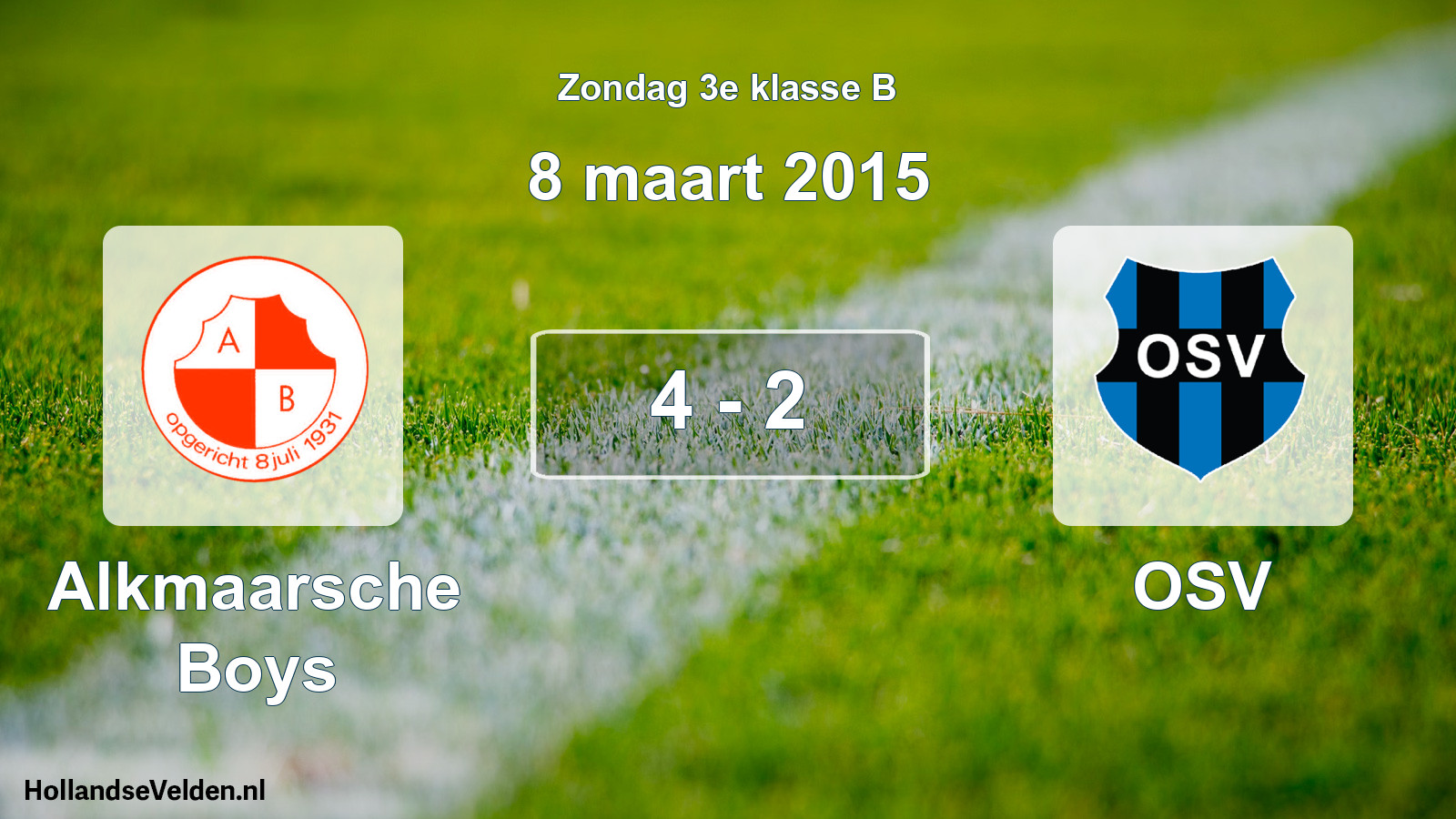 Total number of matches played: Alkmaarsche Boys - OSV 4 - 2 (8 March 2015)