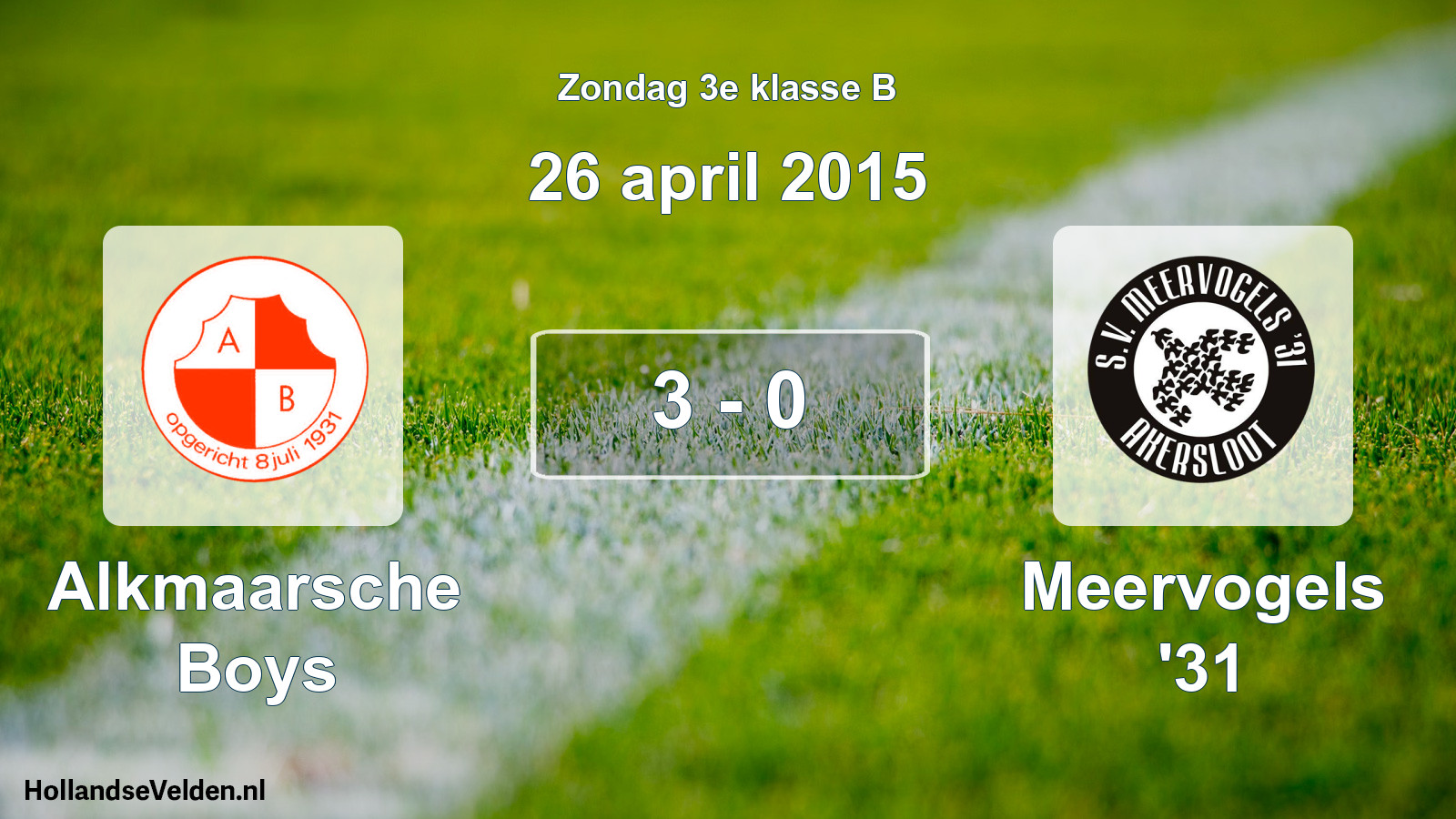 Total number of matches played: Alkmaarsche Boys - Meervogels '31 3 - 0 (26 April 2015)