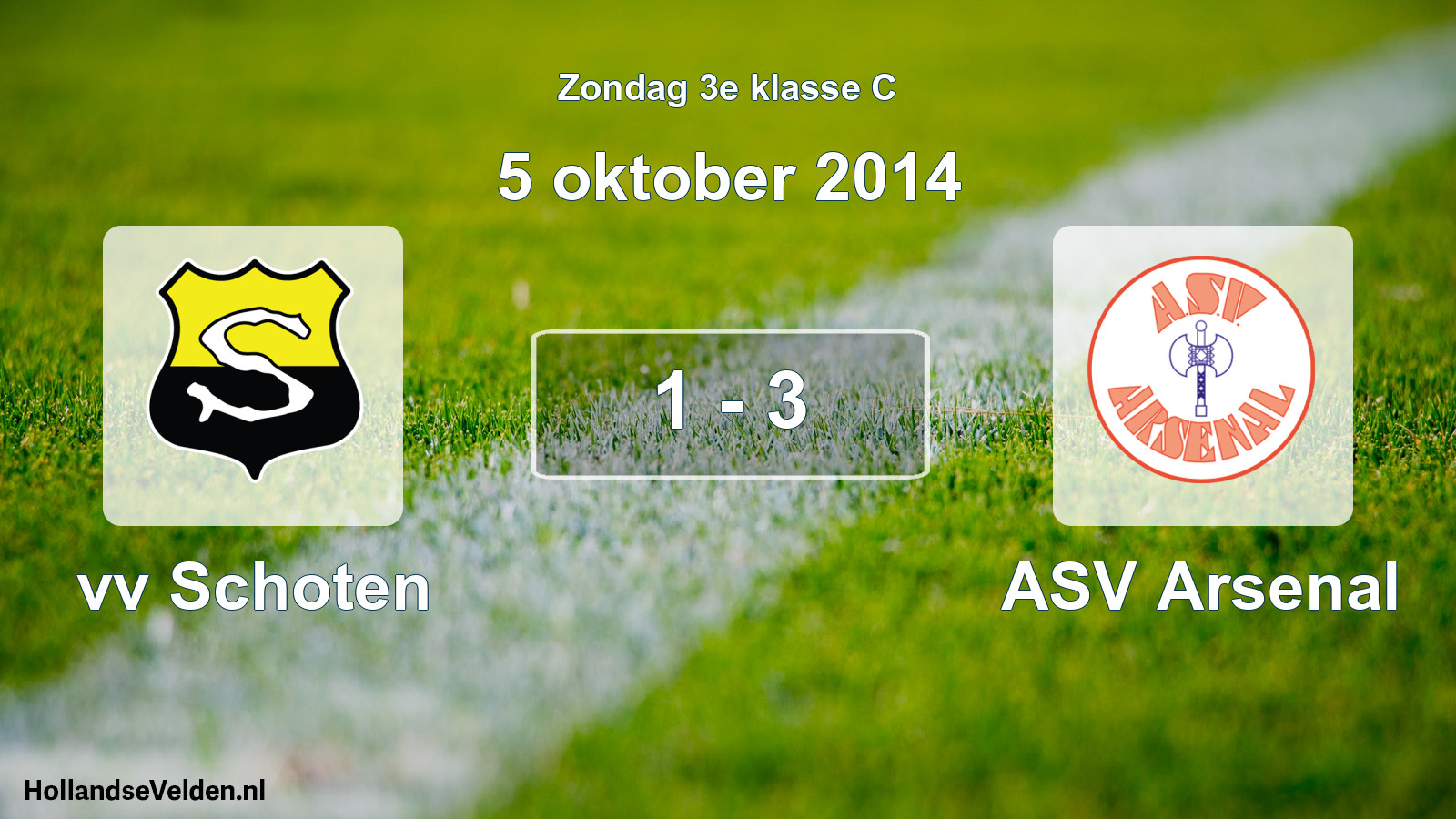 Total number of matches played: vv Schoten - ASV Arsenal 1 - 3 (5 October 2014)