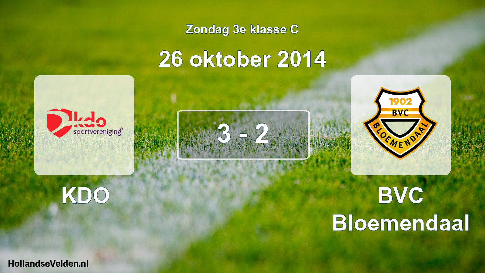 Total number of matches played: KDO - BVC Bloemendaal 3 - 2 (26 October 2014)