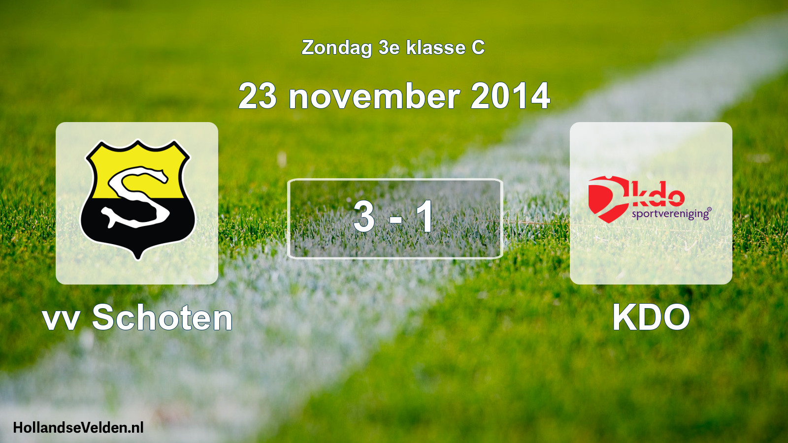 Total number of matches played: vv Schoten - KDO 3 - 1 (23 November 2014)