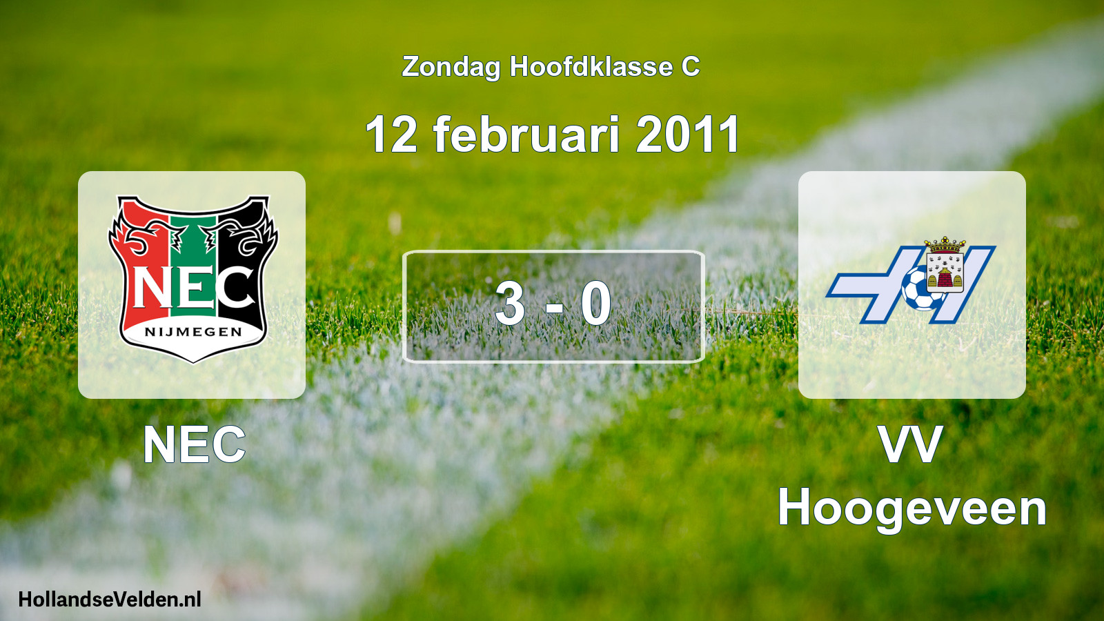 Total number of matches played: NEC - VV Hoogeveen 3 - 0 (12 February 2011)
