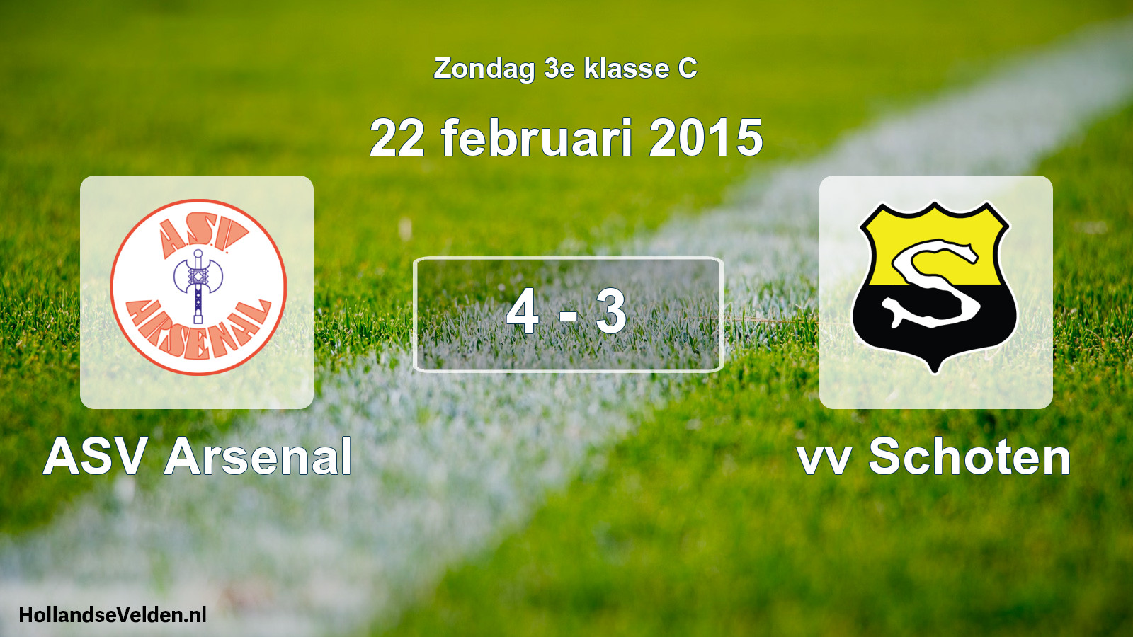 Total number of matches played: ASV Arsenal - vv Schoten 4 - 3 (22 February 2015)