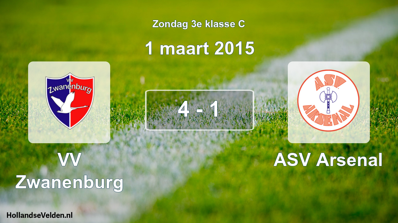 Total number of matches played: VV Zwanenburg - ASV Arsenal 4 - 1 (1 March 2015)