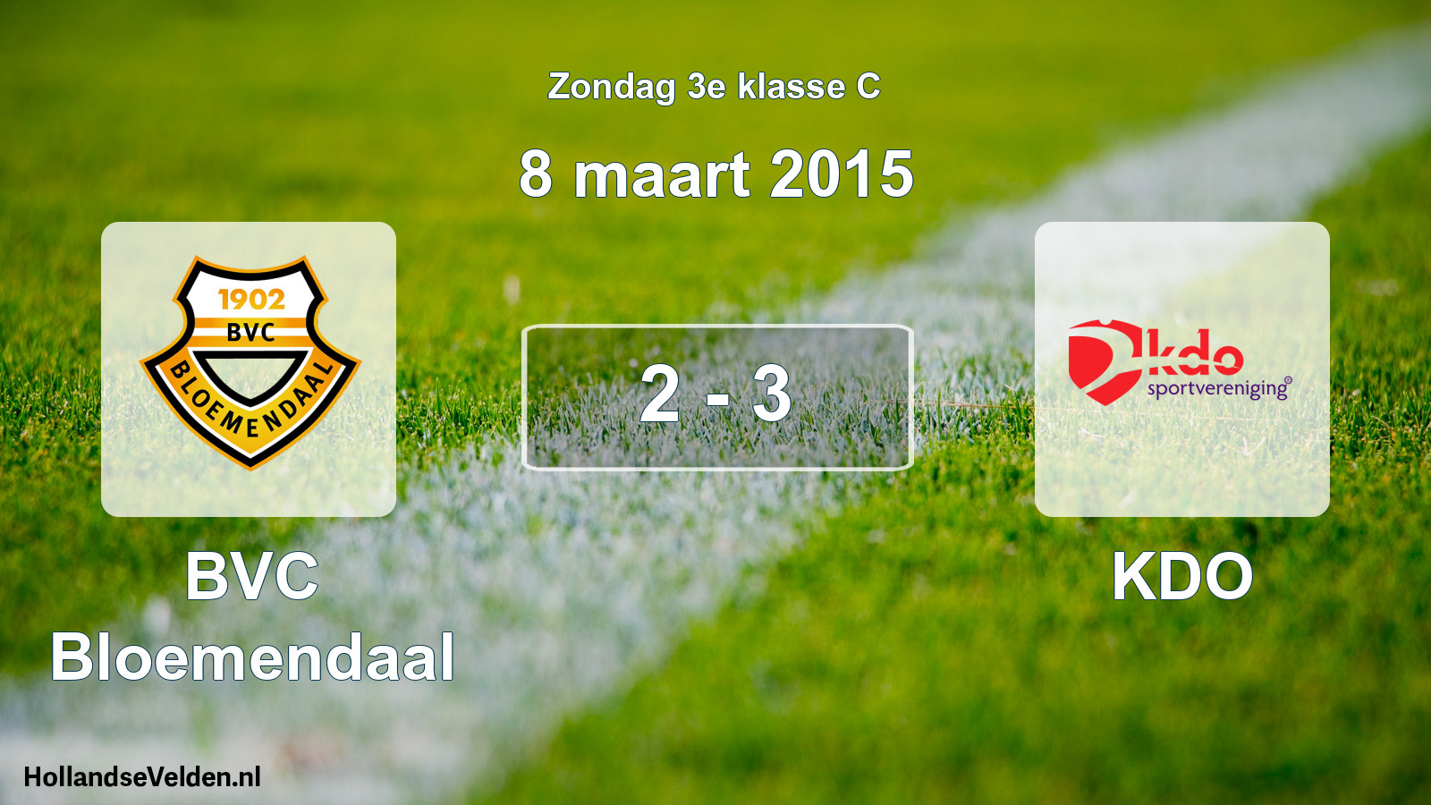 Total number of matches played: BVC Bloemendaal - KDO 2 - 3 (8 March 2015)