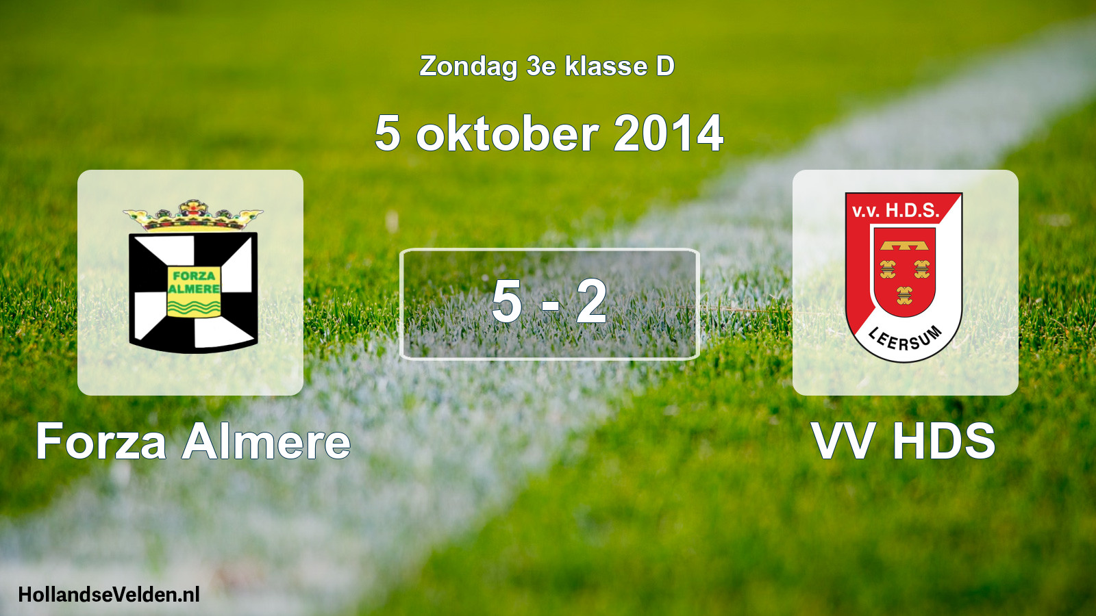 Total number of matches played: Forza Almere - VV HDS 5 - 2 (5 October 2014)