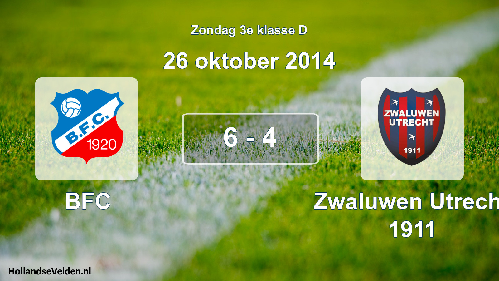 Total number of matches played: BFC - Zwaluwen Utrecht 1911 6 - 4 (26 October 2014)