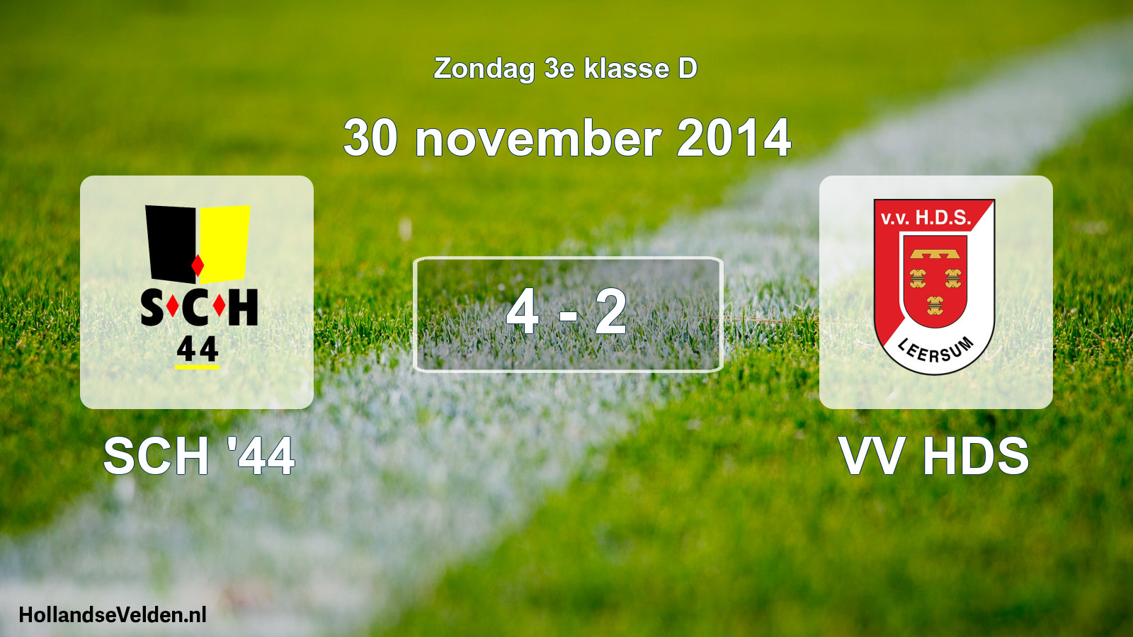 Total number of matches played: SCH '44 - VV HDS 4 - 2 (30 November 2014)